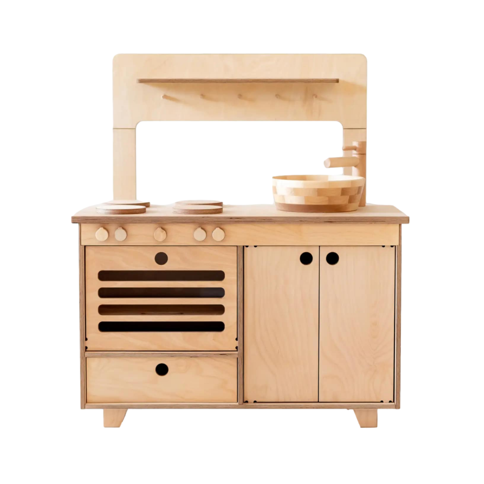 Montessori Wooden Play Kitchen Natural Mayker Interiors