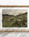 Vintage Landscape Oil Painting | Muted Green Art Print L121: 16”x20”