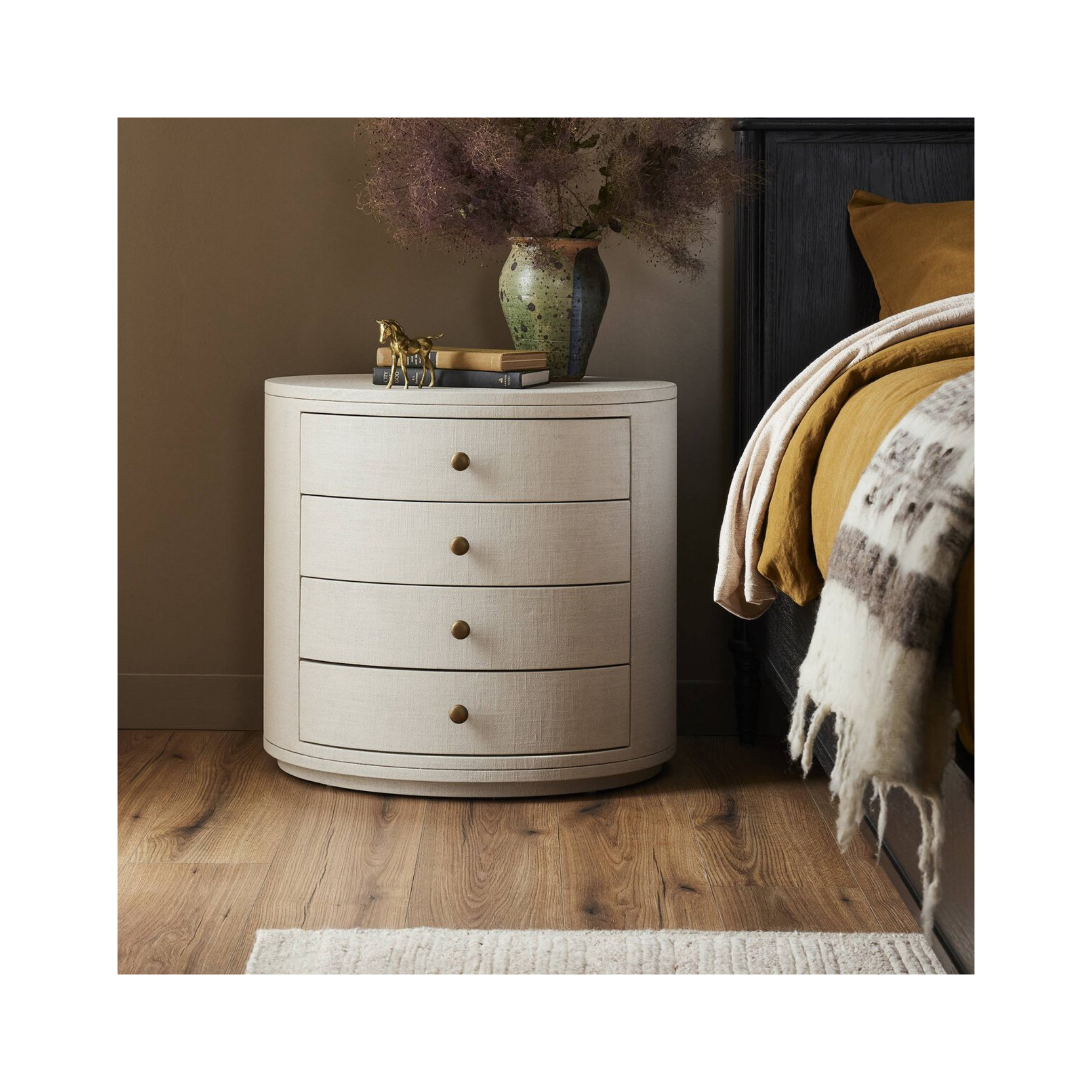 Amelia Oval Nightstand (Ivory)