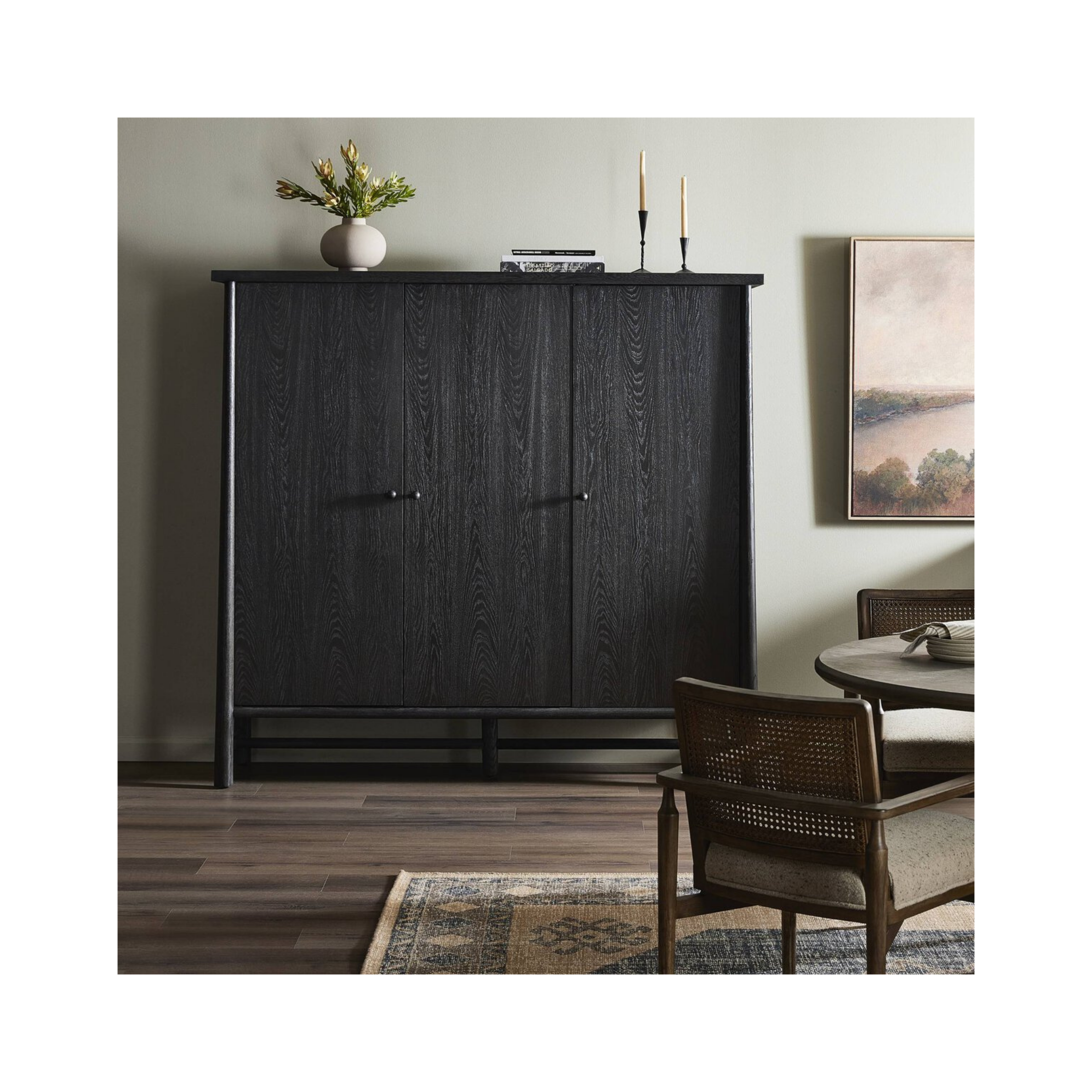 Renaud 3-Door Cabinet (Charcoal Oak)