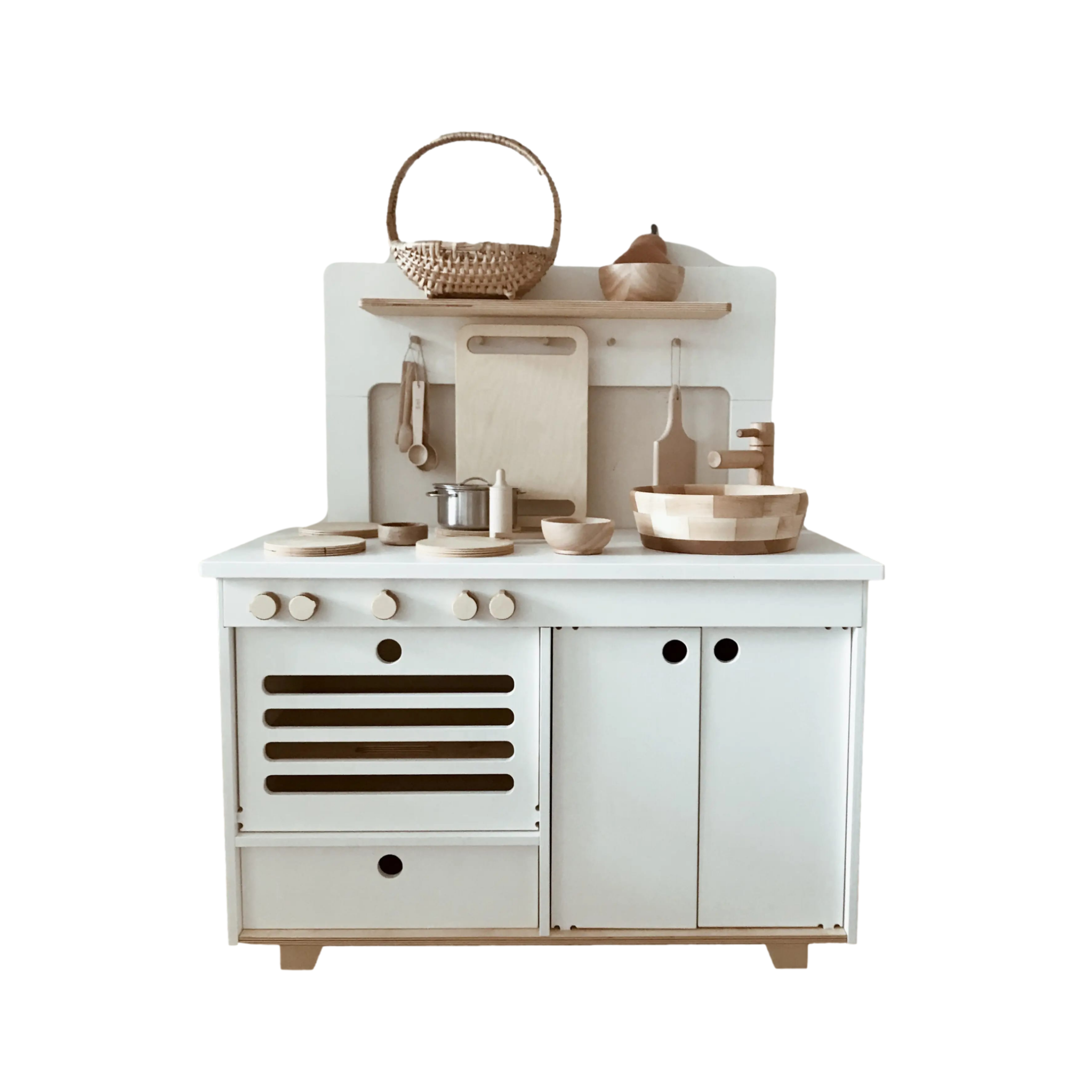 Montessori Wooden Play Kitchen (White)